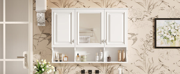English Elm 3-in-1 Wall Mounted Bathroom Medicine Cabinet with Soft Close Mirror and Towel Bar White N710P358620K