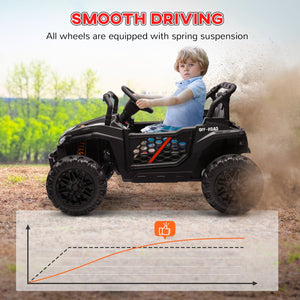 English Elm Qaba 12v Dual Motor Kids Ride on Utv Off Road Electric Car with Remote Control Black W2225P249883