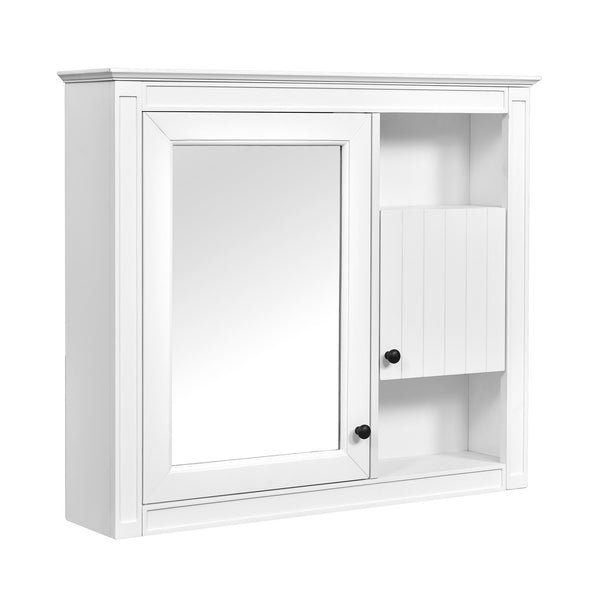 English Elm 32'' Modern Medicine Cabinet with Mirror, Wall-Mounted 3-Shelf Bathroom Storage, White MDF Finish N710P252505K