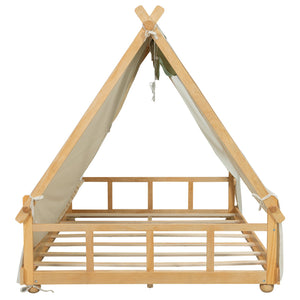 English Elm Twin Cabin Bed with Detachable Tent Skylight and Woodland Deer Antler Accents White N708P356717K