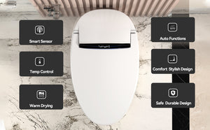 English Elm Smart Bidet Toilet with Auto Open Seat Heated Wash Warm Air Dry and Remote W3133P384770