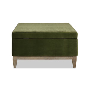 English Elm Jennifer Taylor Home - Knox 35" Square Storage Ottoman in Olive Green Performance Velvet — Benchmade, Flip-Top Storage, Durable Kiln-Dried Frame B2719P238423