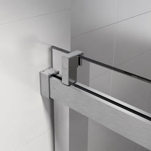 English Elm 56" Frameless Sliding Shower Door Tempered Glass Soft Close Brushed Nickel Hardware W1573P198748
