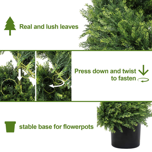 English Elm 7ft Spiral Cypress Faux Tree Potted Dual Tone Foliage for Entryway Patio Decor W2945P379249