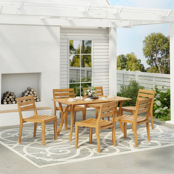 English Elm Christopher Knight Home® - Outdoor 7-Piece Acacia Wood Dining Set With Rectangular Table & Comfortable Chairs For Patios N773P198003T6_57488.00
