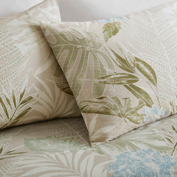 English Elm 5-piece Cotton Dobby Botanical Duvet Set with Embroidered Coastal Throw Pillows B035P463275