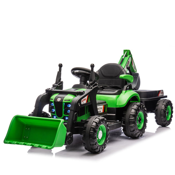 English Elm 24v Kids Electric Tractor with Swappable Construction Attachments and Parent Remote W1578P230013
