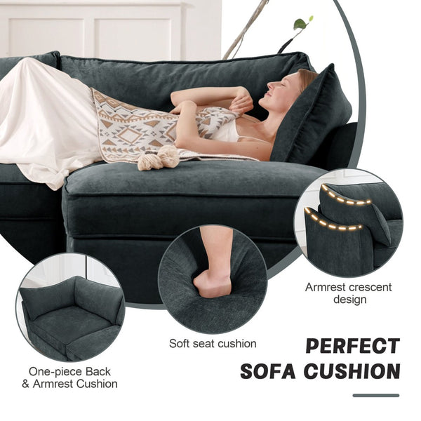 English Elm U Shape Modular 4-Seater Sofa Couch With Movable Ottomans & Storage Drawers For Modern Living Rooms W3041S00201-GIGA