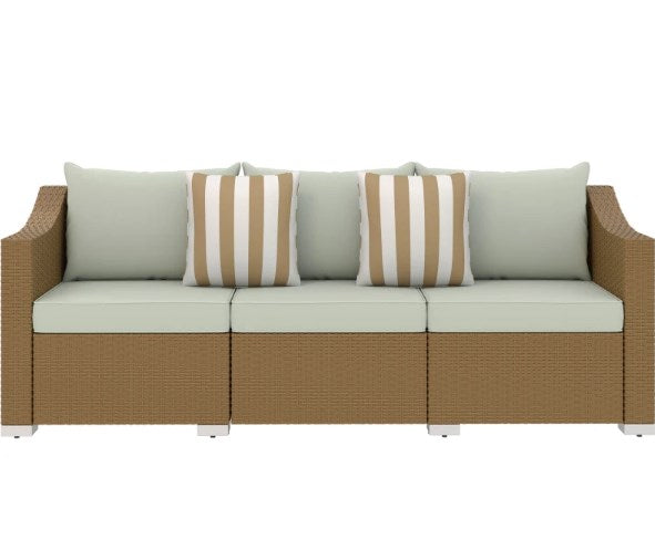 English Elm Outdoor Hand-woven Pe Rattan 3-seat Patio Sofa with All-weather Cushions Included T3971P417927