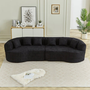 English Elm Curved Chenille Sectional Sofa Oversized Four Seat Cloud Foam Living Room Lounge W3505P355584