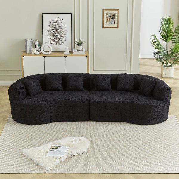 English Elm Curved Chenille Sectional Sofa Oversized Four Seat Cloud Foam Living Room Lounge W3505P355584