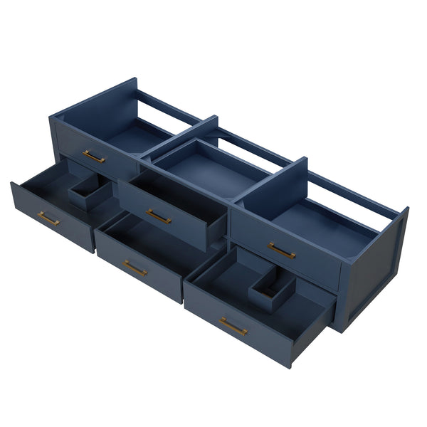 English Elm Blue Double Bath Vanity - Stylish Midcentury Design, Ample Storage & Easy Installation For Modern Spaces B2731P258107
