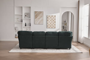 English Elm UNITED Modular 6-Seat Sectional Sofa with Removable Ottoman, Storage Compartments, Convertible Comfort Emerald W1568S00244