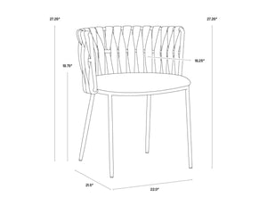 Sunpan SARAI Dining Armchair - Modern Woven Backrest, Heather Grey Upholstery & Durable Steel Frame 106187