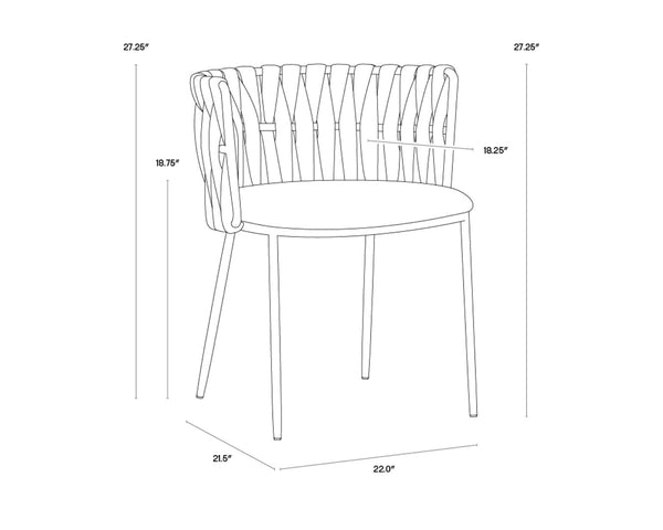 Sunpan SARAI Dining Armchair - Modern Woven Backrest, Heather Grey Upholstery & Durable Steel Frame 106187