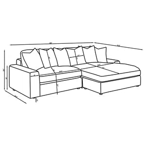 English Elm Upton Sand Reversible Sectional Sofa with Trillium Blend Cushions, Neutral Modern Comfort for Family Living B062S01241