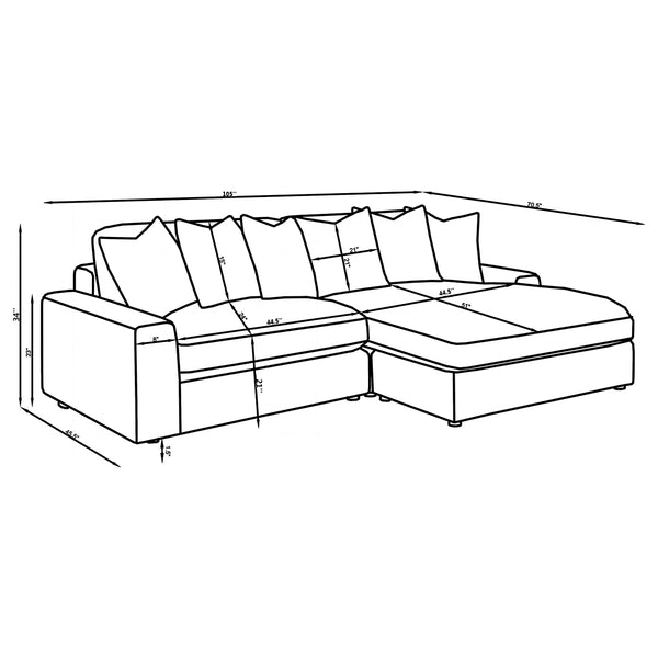 English Elm Upton Sand Reversible Sectional Sofa with Trillium Blend Cushions, Neutral Modern Comfort for Family Living B062S01241