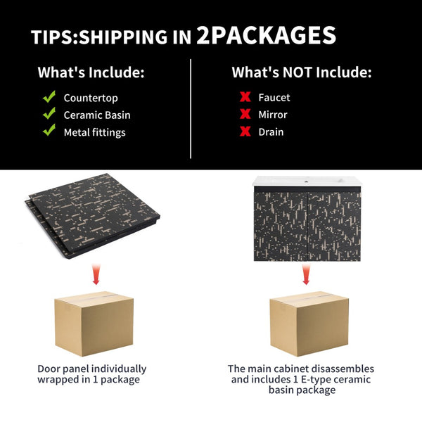 English Elm 24'' Floating Wall-Mounted Bathroom Vanity With Ceramic Sink, Soft-Close Doors & Modern Design P1 W999S00172-GIGA