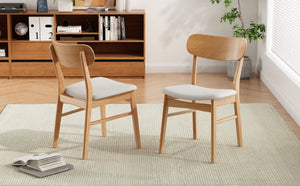 English Elm Christopher Knight Home® - DINING Chair with Cushioned Fabric Seat and Solid Rubberwood Legs, Natural Oak Finish, Stylish Comfort Light beige 58925.00LBE