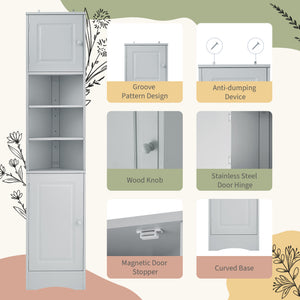 English Elm Multi-Functional Corner Cabinet Tall Trapezoid Bathroom Storage with Adjustable Shelves, Doors, Anti-Dump Device Grey WF530911AAE