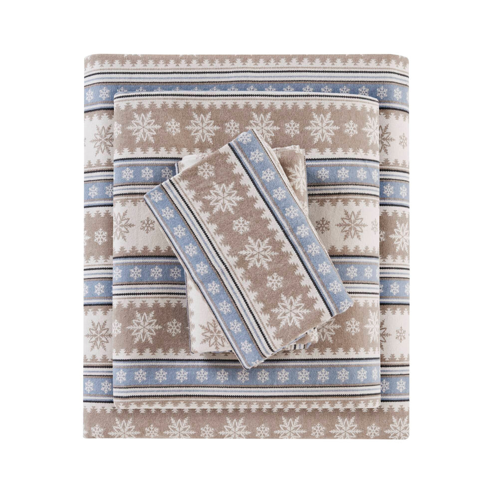 English Elm 3 Pcs Twin Sheet Set - Cozy Blue Snowflake Design, 100% Cotton Flannel For Warmth & Comfort B035P319779