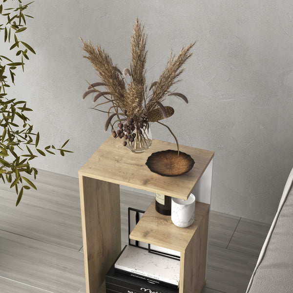 English Elm Everet 25" 3-Tier Shelf Side Table — Compact Multicolor End Table with Sturdy Particle Board Storage B070P363822