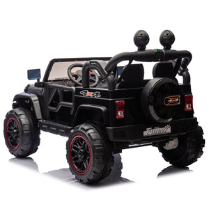 English Elm 24v Kids Electric Ride on Car with Parental Remote Rear Suspension and Bluetooth Audio Black W1578P228743