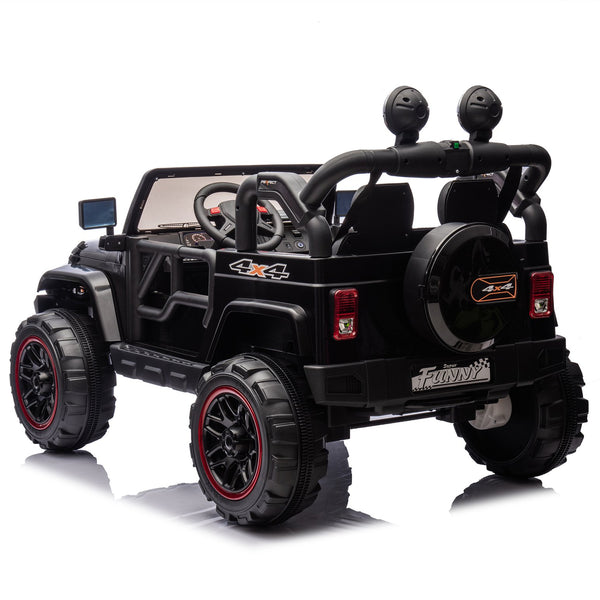 English Elm 24v Kids Electric Ride on Car with Parental Remote Rear Suspension and Bluetooth Audio Black W1578P228743