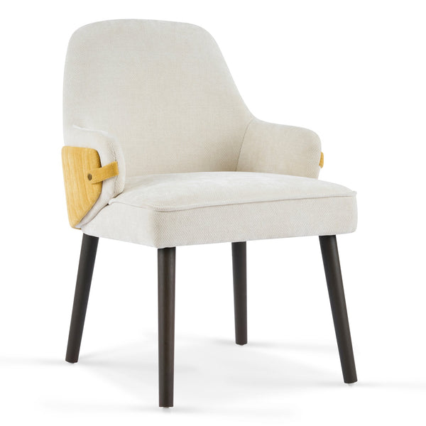 English Elm Indoor Two-tone Fabric Armchair Set Curved Back Ergonomic Dining Accent Seating Beige,Yellow N779P370716B