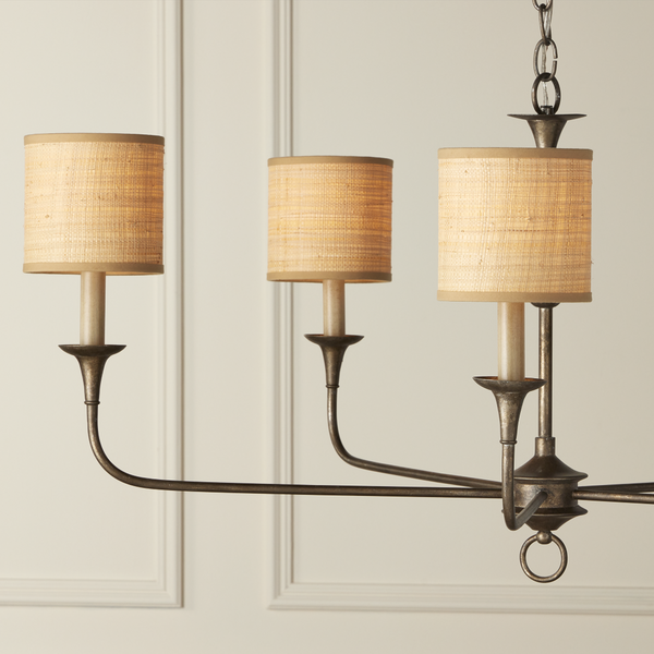 Natural Grasscloth Drum Chandelier Shade - Artisan-Woven, Textured Light Cover for Modern Spaces
