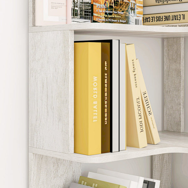 English Elm 90cm L-shaped Corner Bookcase Five Tier Open Shelving Unit for Home Office W2899P444149