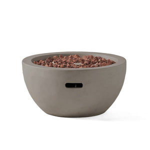 English Elm 27" Mgo Bowl Fire Pit 40000 Btu Propane Concrete Finish Outdoor Patio Focal Point N772P401888G
