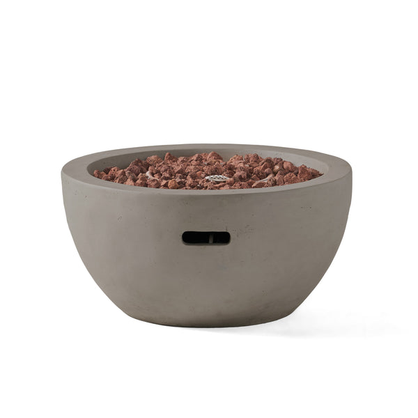 English Elm 27" Mgo Bowl Fire Pit 40000 Btu Propane Concrete Finish Outdoor Patio Focal Point N772P401888G