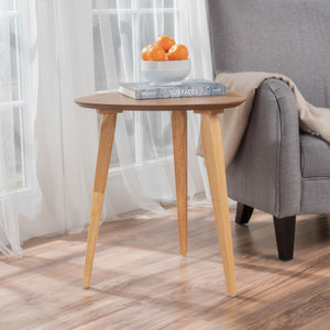 English Elm Christopher Knight Home® - End Table - Elegant Mid-Century Inspired Natural Rubberwood Accent Table For Living Room & Bedroom N771P221034K