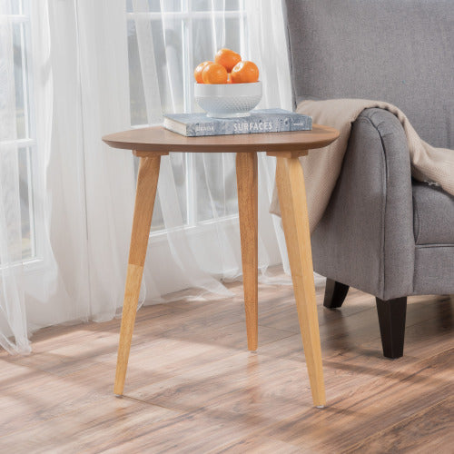 English Elm Christopher Knight Home® - End Table - Elegant Mid-Century Inspired Natural Rubberwood Accent Table For Living Room & Bedroom N771P221034K