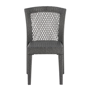 English Elm Christopher Knight Home® - FARLEY Rattan Stacking Sidechair Set of 2 — Durable 300 lb Capacity, Beige Woven Design, Easy Assembly Grey N762P234585E
