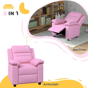 English Elm Qaba Kids Recliner Chair - Cozy Pu Leather Toddler Sofa With Footrest & Headrest For Ages 3-9, Pink W2225P229379-GIGA