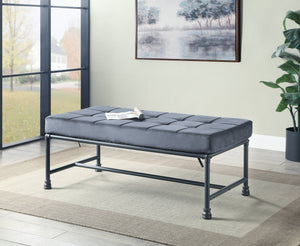 English Elm Brantley Velvet Gray Bench with Sandy Finish, Memory Foam Seat & Back, KD Metal Frame, 300lb Capacity B2726P306887
