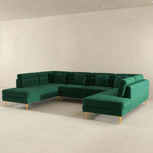 English Elm Brooke Velvet U-shaped Sectional Sofa with Block Legs for Spacious Living Rooms B183S00064