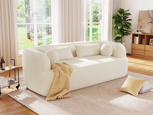 English Elm [new]86" Chenille Cloud Sofa Curved Legless 3-seater with Pocket Springs for Living Room Beige N723P404465A