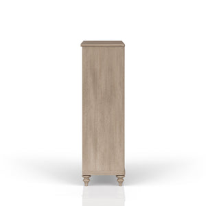 English Elm Queen Sand Canopy Bedroom Set with USB Nightstand, Cedar/Felt Drawers, Metal Accents & Mirror B2699S00058