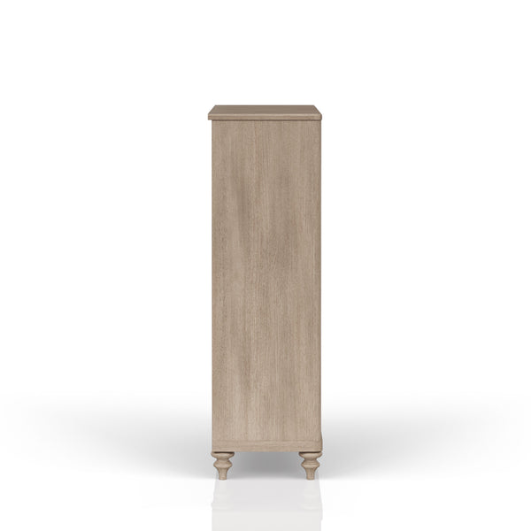 English Elm Queen Sand Canopy Bedroom Set with USB Nightstand, Cedar/Felt Drawers, Metal Accents & Mirror B2699S00058