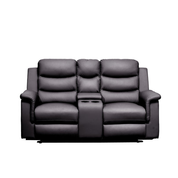English Elm Reclining PU Loveseat Slipcover with Console & Cup Holders, Stretch Durable Recliner Cover Black W214S00021