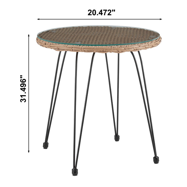English Elm Antibes 3-Piece Modern Outdoor Conversation Set For Patios With Stylish Tan And Gray Cushions B365P398238