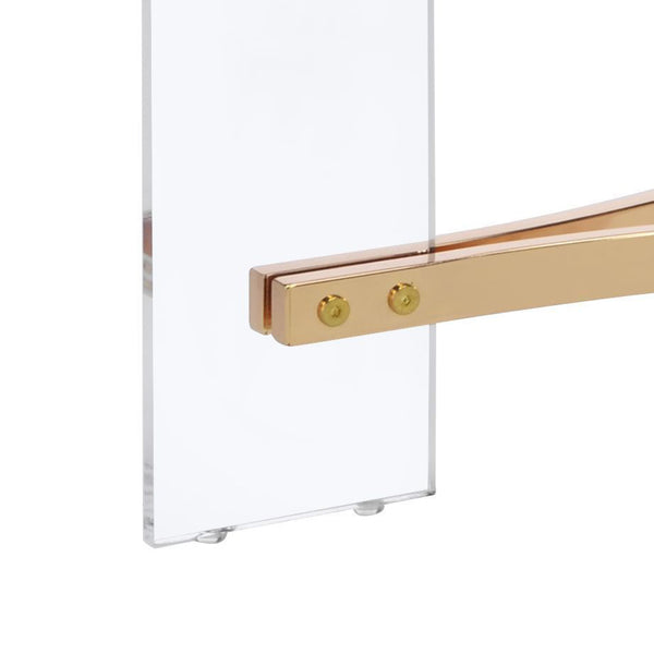 English Elm Sosi Gold Finish Coffee Table with 10mm Tempered Glass Top, Triangular Chrome Frame & Acrylic Base B2726P263407