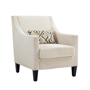 English Elm COOLMORE Modern Accent Chair with Plush Corduroy Upholstery, Solid Wood Frame and Two Pillows Beige W395P195355