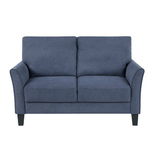 English Elm Modern Upholstered Loveseat with Plush Cushions and Tapered Wood Legs for Cozy Stylish Compact Living Room Seating Blue 46 L x 26 W x 22 H B011P379440