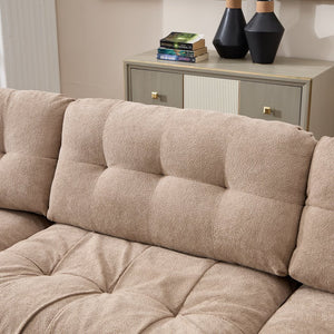English Elm Modular Cloud Sectional Sofa Flannelette Deep Seat Couch for Living Room with Pillows Light Brown W2120S00030