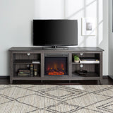 English Elm Walker Edison - Modern Transitional Wood 70" Fireplace Tv Stand For 80" Tvs With 2 Shelves - Charcoal