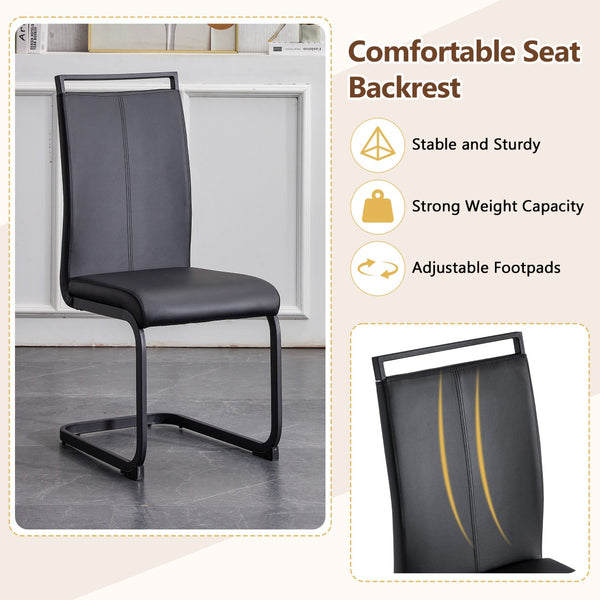 English Elm Table And Chair Set - Modern 71" White Grain Dining Table With Built-In Storage & 6 Black Pu Chairs W1151S04274-GIGA